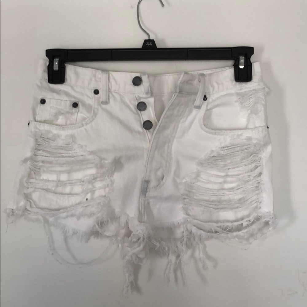 CARMAR Ripped White Denim Short
